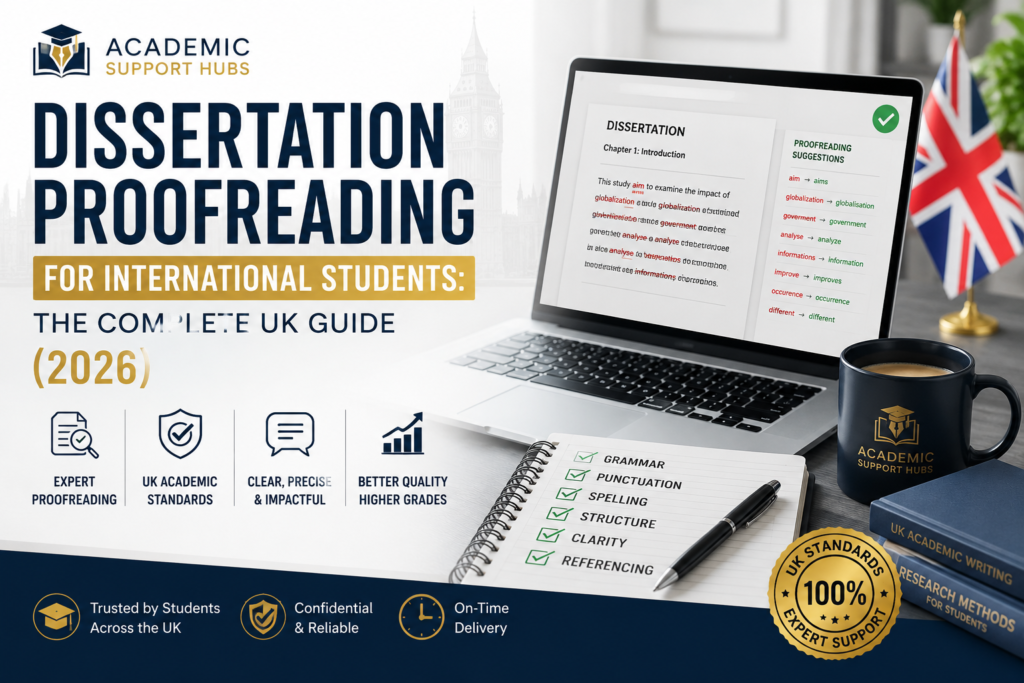 International student proofreading a dissertation for a UK university