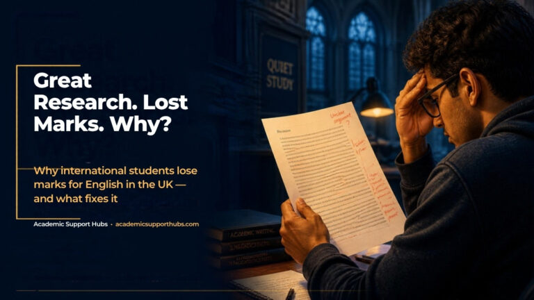 International student reviewing marked work – why international students lose marks for English in the UK
