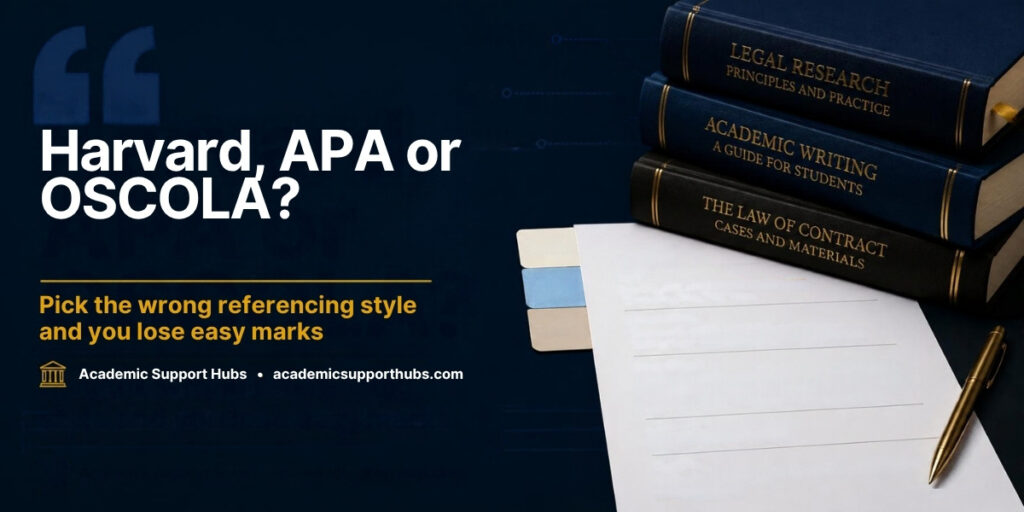 Academic books and reference list – Harvard, APA and OSCOLA referencing styles for UK students
